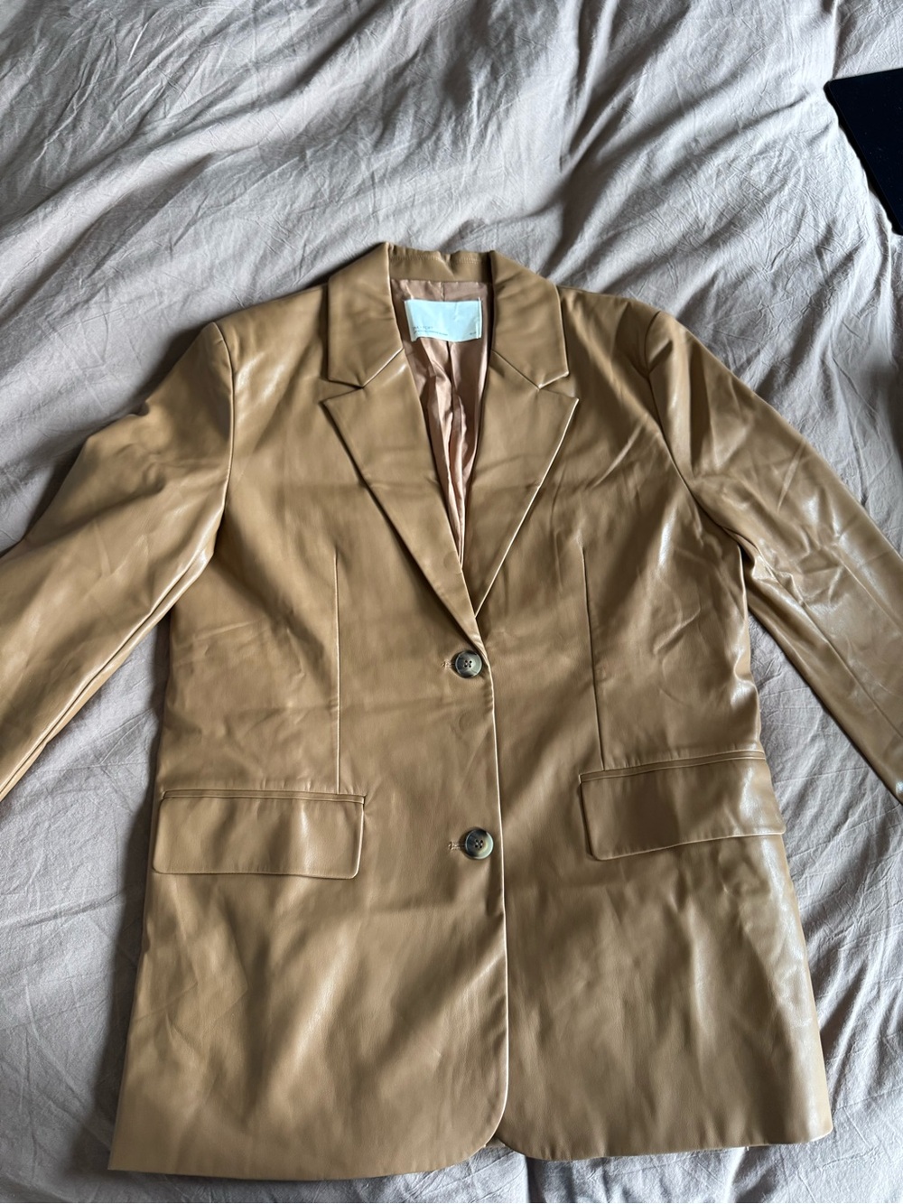 OAK + FORT Camel Leather Blazer